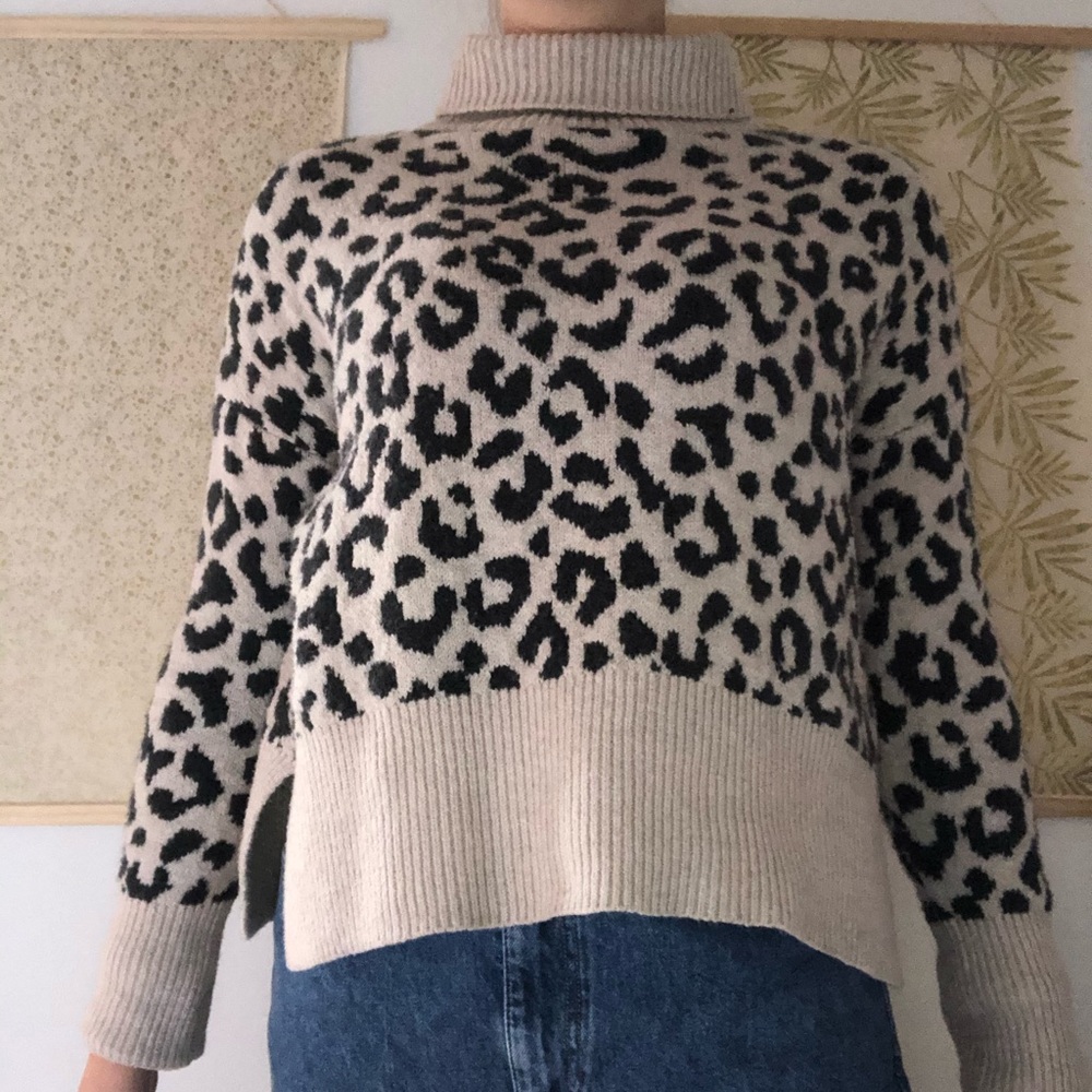 Cheetah Print Mock-Neck Sweater